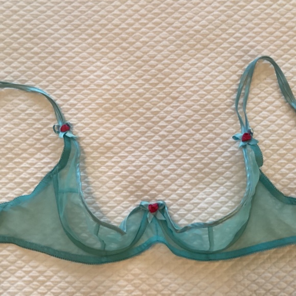 *NWOT* Vintage Agent Provocateur Mesh Lingerie Set - Ice Blue with Pink Rosettes - Picture 11 of 16